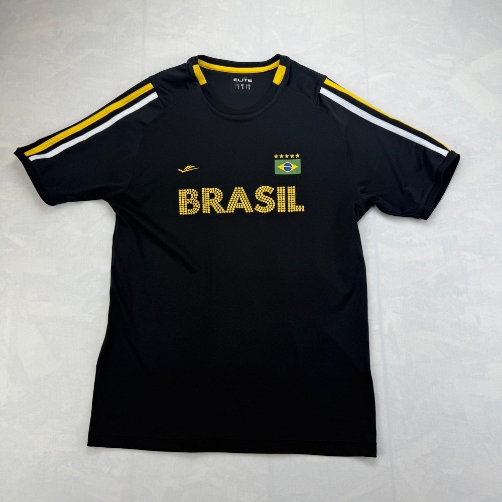 Elite Brazil National Football Team T-Shirt Womens S Black Short Sleeve Pullover